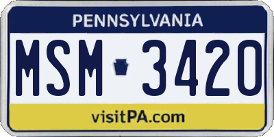 PA license plate MSM3420