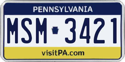 PA license plate MSM3421