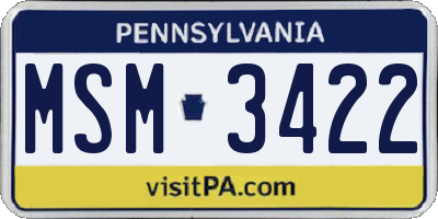 PA license plate MSM3422