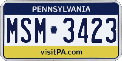 PA license plate MSM3423