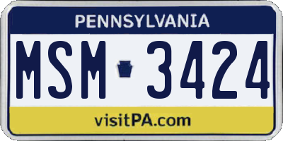 PA license plate MSM3424