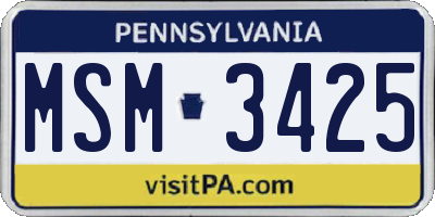 PA license plate MSM3425