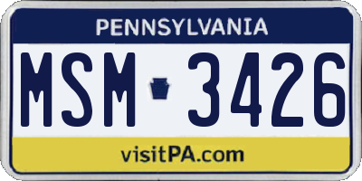 PA license plate MSM3426