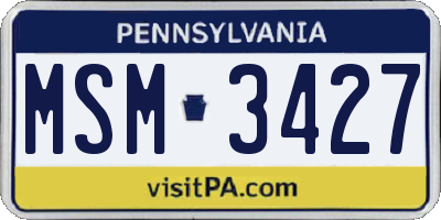 PA license plate MSM3427