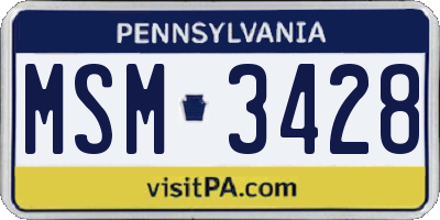PA license plate MSM3428