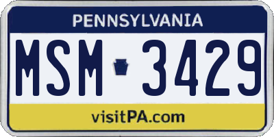 PA license plate MSM3429