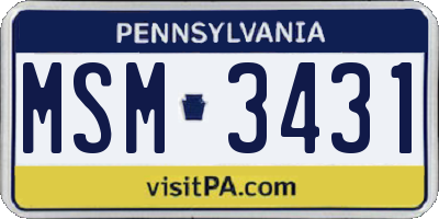 PA license plate MSM3431