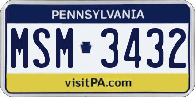 PA license plate MSM3432