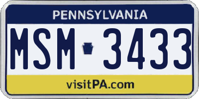 PA license plate MSM3433