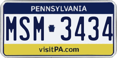 PA license plate MSM3434
