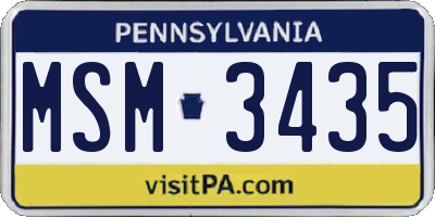 PA license plate MSM3435