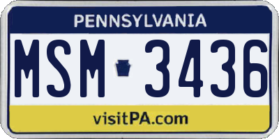 PA license plate MSM3436