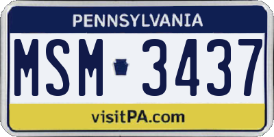 PA license plate MSM3437