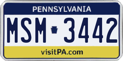 PA license plate MSM3442