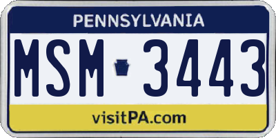 PA license plate MSM3443
