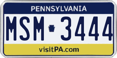 PA license plate MSM3444