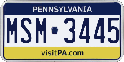 PA license plate MSM3445