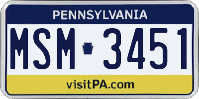 PA license plate MSM3451