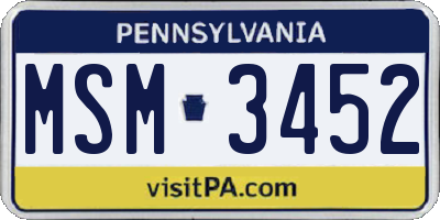 PA license plate MSM3452