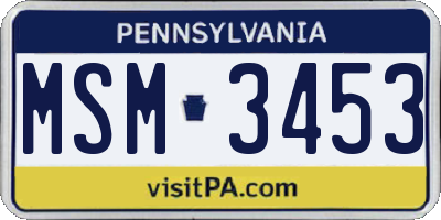 PA license plate MSM3453