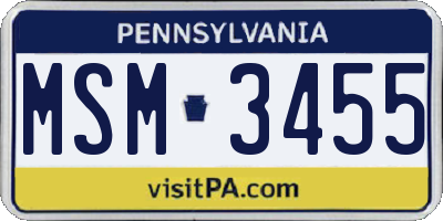 PA license plate MSM3455