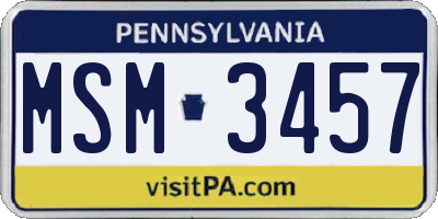 PA license plate MSM3457