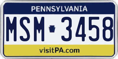 PA license plate MSM3458