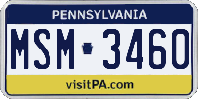PA license plate MSM3460