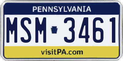 PA license plate MSM3461