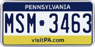 PA license plate MSM3463