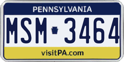 PA license plate MSM3464