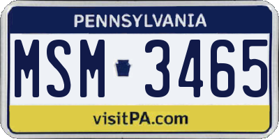 PA license plate MSM3465