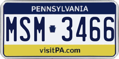 PA license plate MSM3466