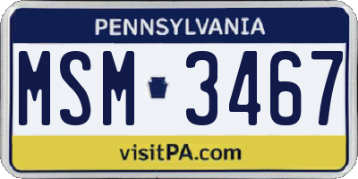 PA license plate MSM3467