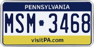 PA license plate MSM3468