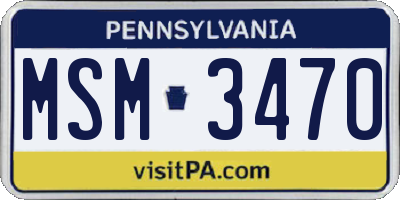 PA license plate MSM3470