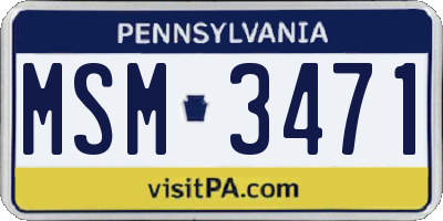 PA license plate MSM3471