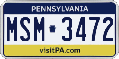 PA license plate MSM3472