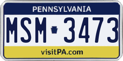 PA license plate MSM3473