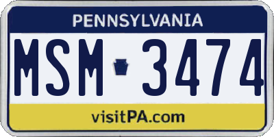 PA license plate MSM3474
