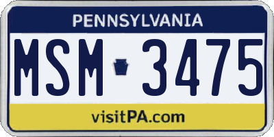PA license plate MSM3475