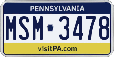 PA license plate MSM3478