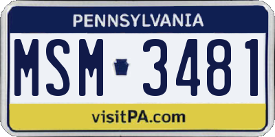 PA license plate MSM3481
