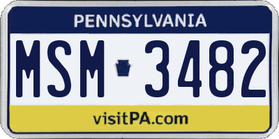 PA license plate MSM3482