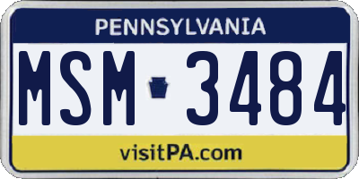 PA license plate MSM3484