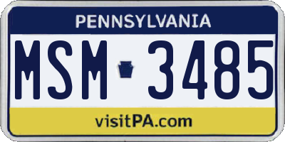 PA license plate MSM3485