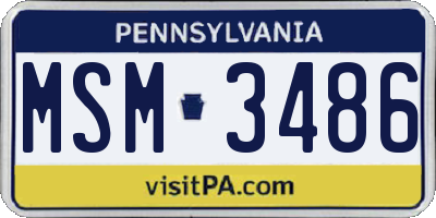 PA license plate MSM3486