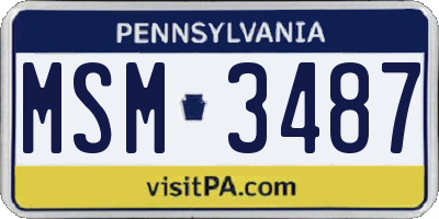 PA license plate MSM3487