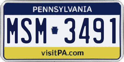 PA license plate MSM3491
