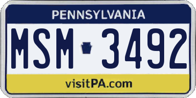 PA license plate MSM3492